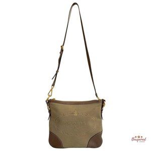 Authentic PRADA Jacquard Logo Messenger Bag